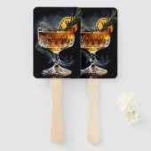 暗い背景にアペロル・スピリッツ・カクテル ハンドファン (正面&裏面)