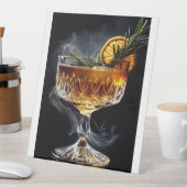 暗い背景にアペロル・スピリッツ・カクテル 台座サイン (インサイチュ)