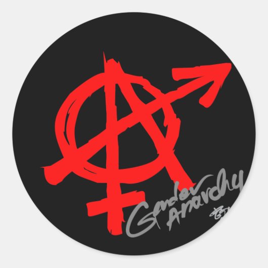 暗い背景にクラシック赤いジェンダー無政府状態 ラウンドシール (正面)