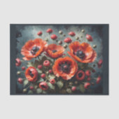 暗い背景にケシの花束 薄葉紙 (正面)