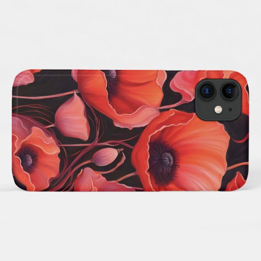 暗い背景にケシの花 Case-Mate iPhoneケース (裏面(横))