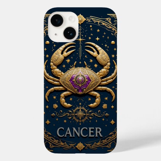 暗い背景にゴールドの蟹座の星座記号 Case-Mate iPhoneケース (裏面)