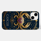暗い背景にゴールドの蟹座の星座記号 Case-Mate iPhoneケース (裏面 (横))