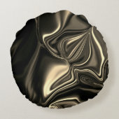 暗い背景にシルク色の濃いベージュ曲線 ラウンドクッション (裏面)