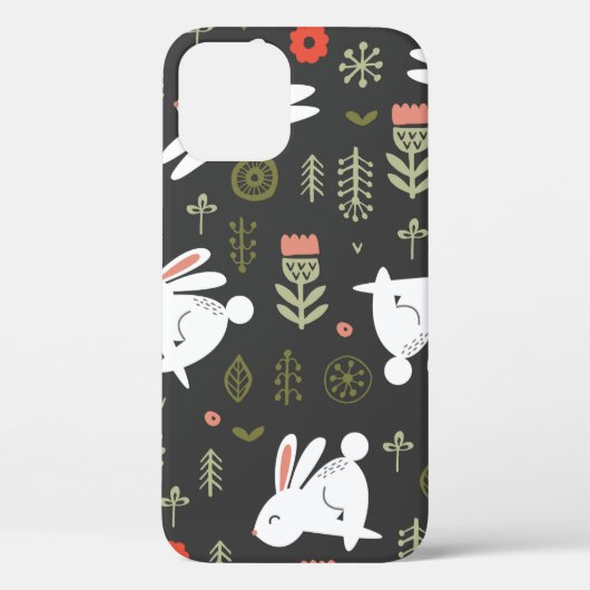 暗い背景にシームレスなパターンを適用かわいい白  Case-Mate iPhoneケース (裏面)