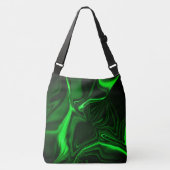 暗い背景にニックネームを付けた曲線と折り曲げ緑 クロスボディバッグ (正面)