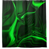 暗い背景にニックネームを付けた曲線と折り曲げ緑 シャワーカーテン (正面)