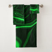 暗い背景にニックネームを付けた曲線と折り曲げ緑 バスタオルセット (インサイチュ)