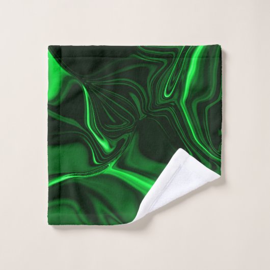 暗い背景にニックネームを付けた曲線と折り曲げ緑 バスタオルセット (ウォッシュタオル)