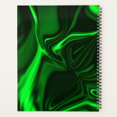 暗い背景にニックネームを付けた曲線と折り曲げ緑 プランナー手帳 (裏面)