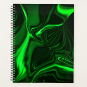暗い背景にニックネームを付けた曲線と折り曲げ緑 プランナー手帳 (正面)