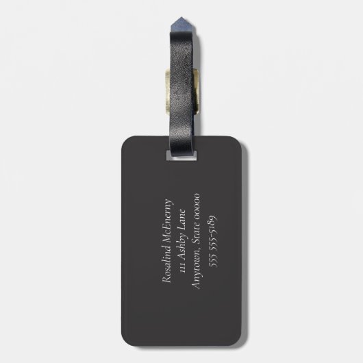 暗い背景にピンクの牡丹 ラゲッジタグ (裏面縦)