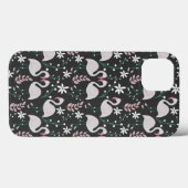 暗い背景にフラミンゴのシームレスなパターン白 Case-Mate iPhoneケース (裏面 (横))
