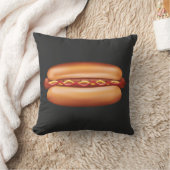暗い背景にホットドッグ高速フードイラストレーション クッション (ブランケット)