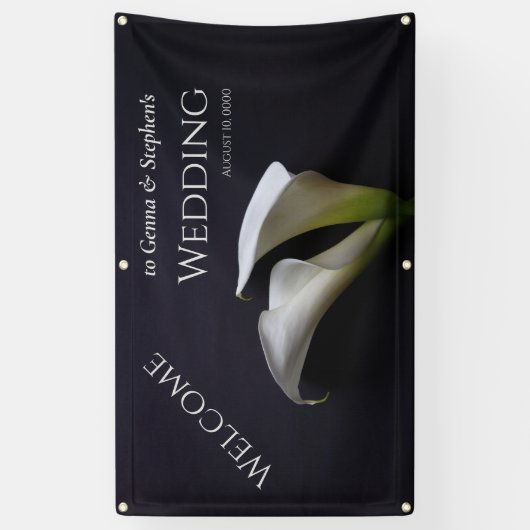 暗い背景にユリを呼ぶ 横断幕 (縦)