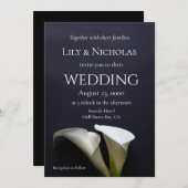 暗い背景にユリ結婚を呼ぶ 招待状 (正面/裏面)