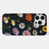 暗い背景に可愛らしい花々 iPhoneケース (裏面横)