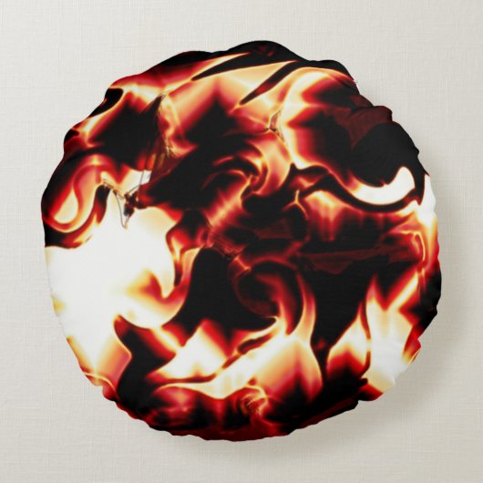 暗い背景に彫られた焚き火 ラウンドクッション (裏面)