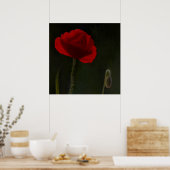 暗い背景に明るい赤いポピ絵画ー。 ポスター (キッチン)