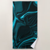 暗い背景に淡いシアンと暗いカーブ。 ビーチタオル (正面)