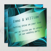 暗い背景に淡いシアンと暗いカーブ。 招待状 (正面/裏面)