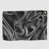 暗い背景に灰色の溝が多くねじれている ゴルフタオル (横)