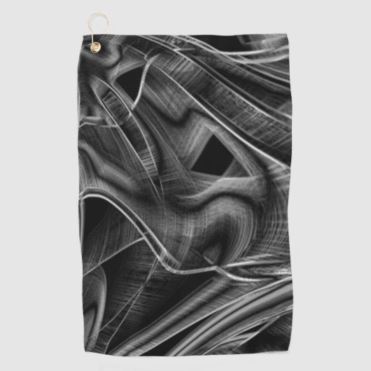 暗い背景に灰色の溝が多くねじれている ゴルフタオル (正面)