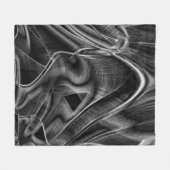暗い背景に灰色の溝が多くねじれている フリースブランケット (正面(横))