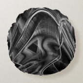 暗い背景に灰色の溝が多くねじれている ラウンドクッション (正面)