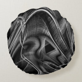 暗い背景に灰色の溝が多くねじれている ラウンドクッション
