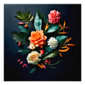 暗い背景に熱帯の花 フォトプリント (正面)