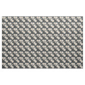 暗い背景に白いとげのある花 ファブリック (ヤード)