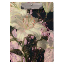 暗い背景に白いユリの花のフラワーアート クリップボード