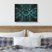 暗い背景に緑の音楽スピーカー キャンバスプリント (インサイチュ (寝室))