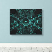 暗い背景に緑の音楽スピーカー キャンバスプリント (インサイチュ (ウッドフロア))