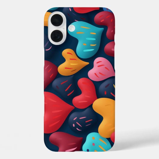 暗い背景に色とりどりのハート Case-Mate iPhoneケース (裏面)
