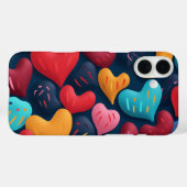 暗い背景に色とりどりのハート Case-Mate iPhoneケース (裏面 (横))