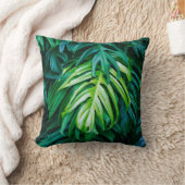 暗い背景に葉熱帯緑の、自然 クッション (ブランケット)