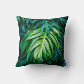 暗い背景に葉熱帯緑の、自然 クッション (裏面)