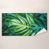 暗い背景に葉熱帯緑の、自然 バスタオル (バスタオル)