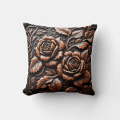 暗い背景に複雑なレザーバラ クッション (正面)