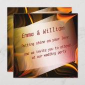 暗い背景に赤みを帯びたオレンジまたは金ゴールドのカーブ。 招待状 (正面/裏面)