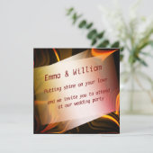 暗い背景に赤みを帯びたオレンジまたは金ゴールドのカーブ。 招待状 (スタンド正面)