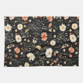暗い背景に金色の花 キッチンタオル (横)