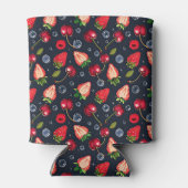 暗い背景のさくらんぼとイチゴ 缶クーラー (裏面)