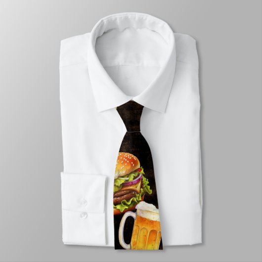 暗い背景のハンバーガー ビール ネクタイ (タイ)