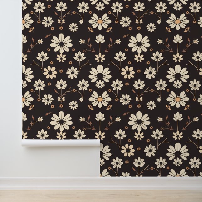 暗い背景のミニマルデイジーパターン 壁紙 (アプリケーション)