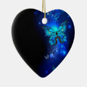 暗い背景のモルフォチョウ セラミックオーナメント (右)