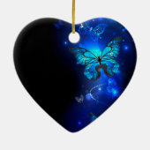 暗い背景のモルフォチョウ セラミックオーナメント (裏面)