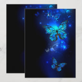 暗い背景のモルフォ・バタフライ (正面/裏面)